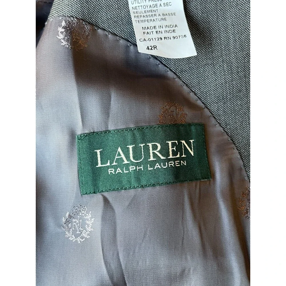Lauren Ralph Lauren Grey 100% Wool Blazer Sport Coat Canada Made Size 42S
